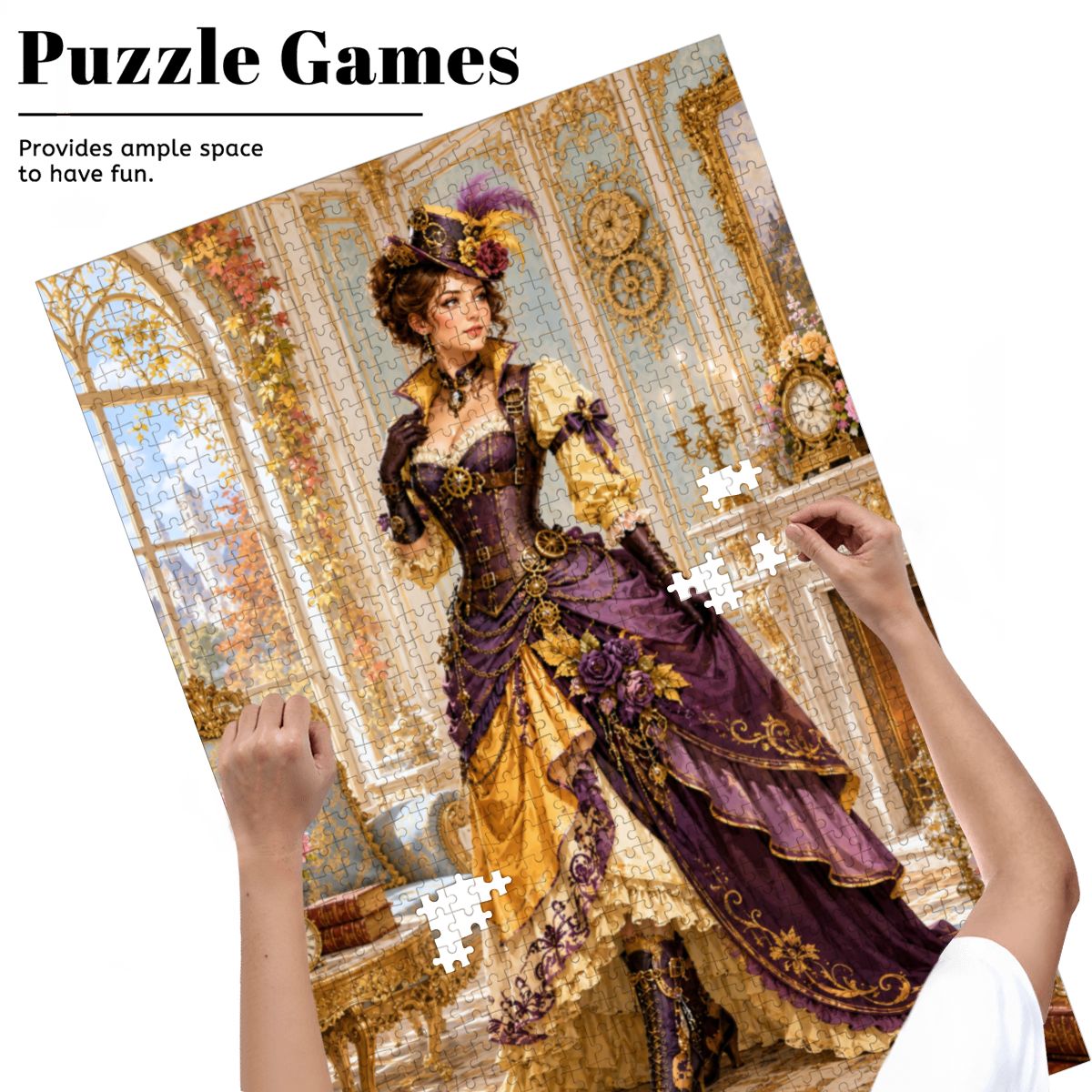 Wooden Jigsaw Puzzles 1000 pcs Steampunk Victorian Woman Purple and Yellow