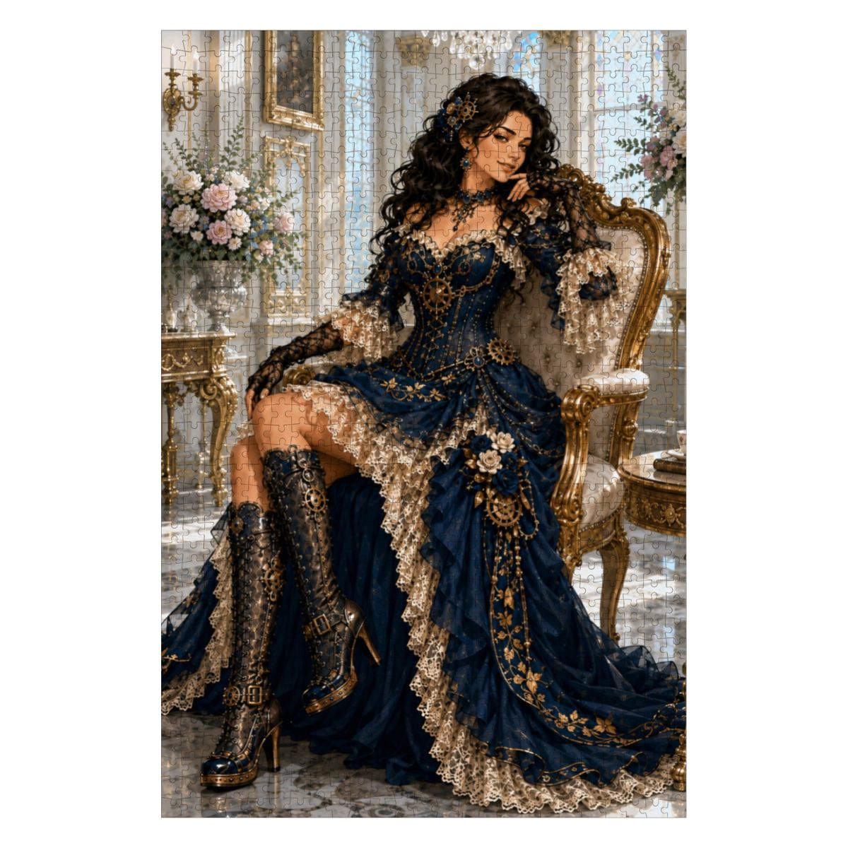 Wooden Jigsaw Puzzles 1000 pcs Steampunk Victorian Woman Dark Blue