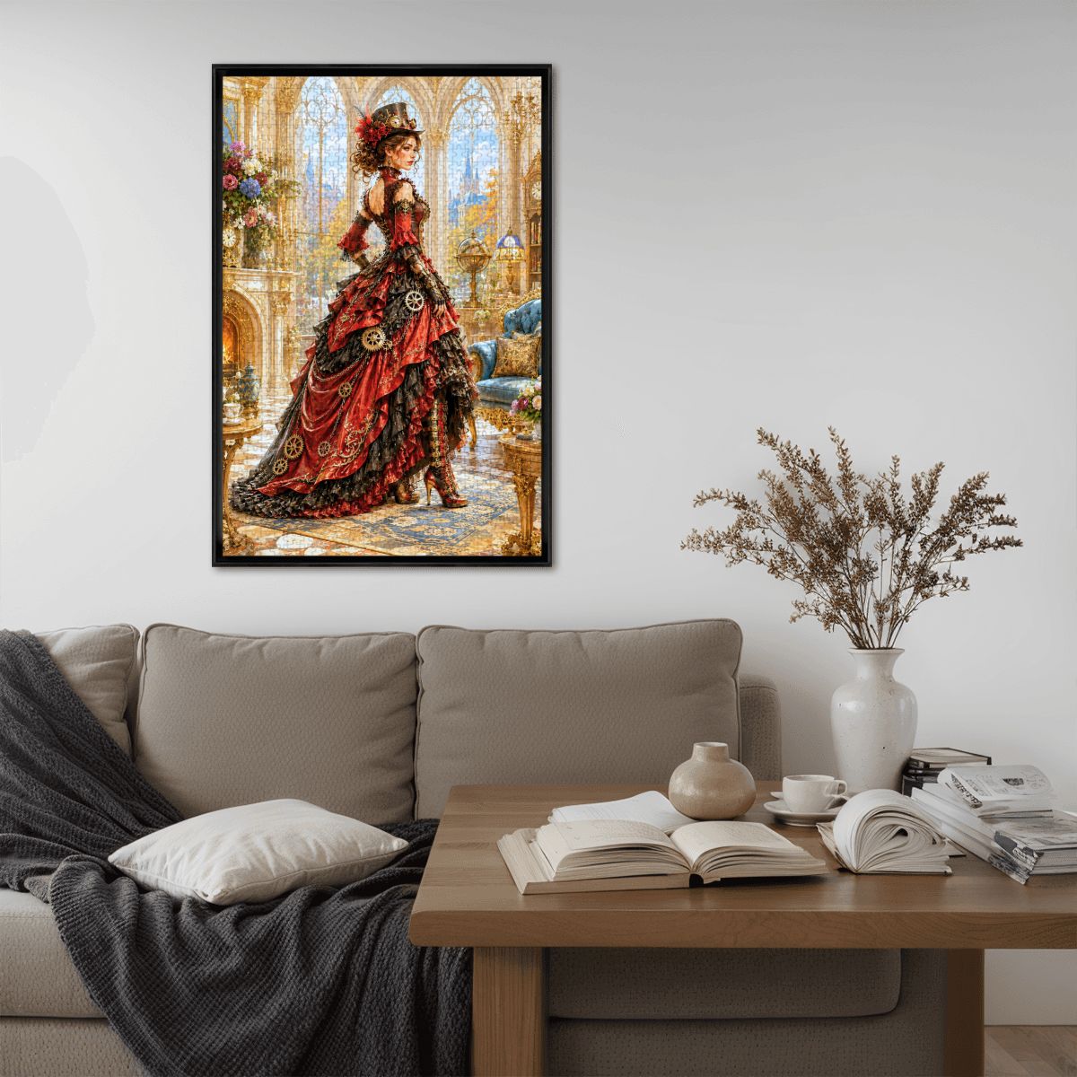 Wooden Jigsaw Puzzles 1000 pcs Steampunk Victorian Woman Red
