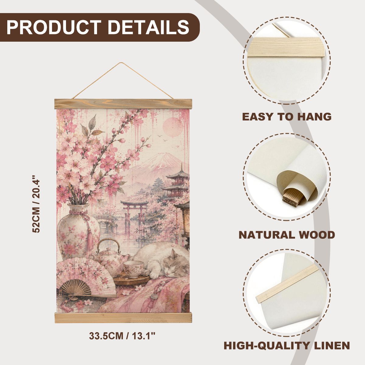 Linen Canvas Wall Art Japanese Scene 2