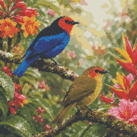 Diamond Painting Kit 20"x20" Flame-faced Tanager (Round)