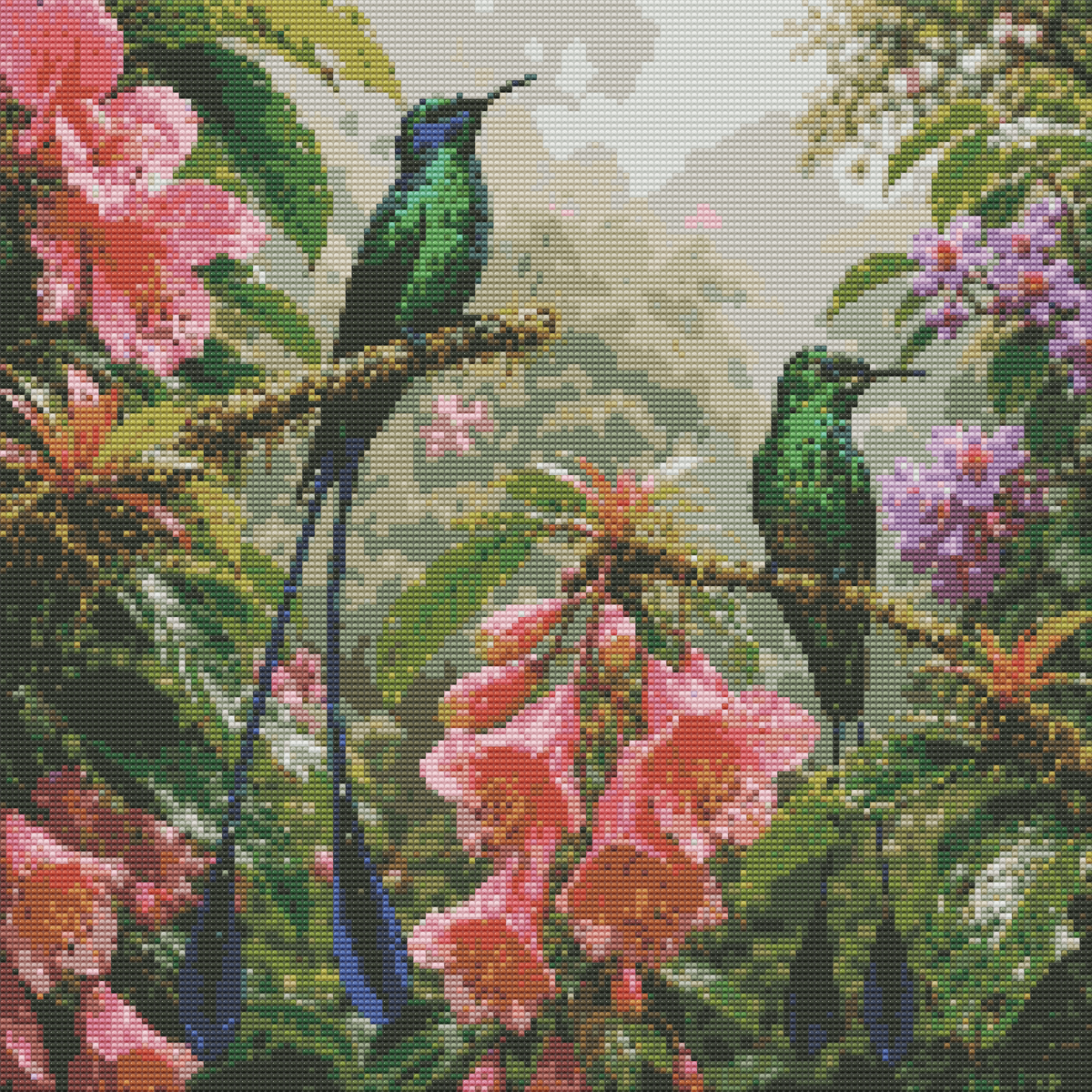 Diamond Painting Kit 20"x20" Long-tailed Sylph Bird (Round)