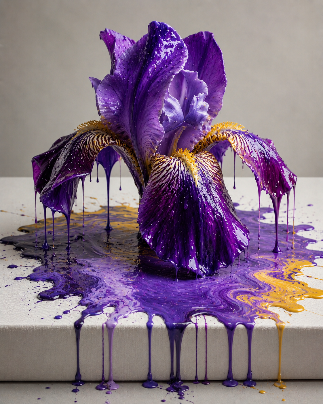 Diamond Art Kit 16"x20" Purple Drip Art Iris (Round Drills)