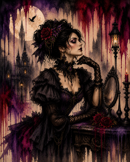 Diamond Art Kit 16x20 Diamond Painting Kit Gothic Victorian  Halloween Woman