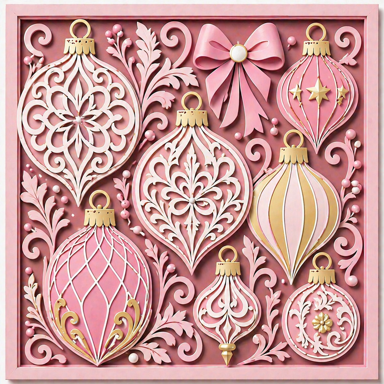 Diamond Painting Kit 16"x16" Pink Ornaments