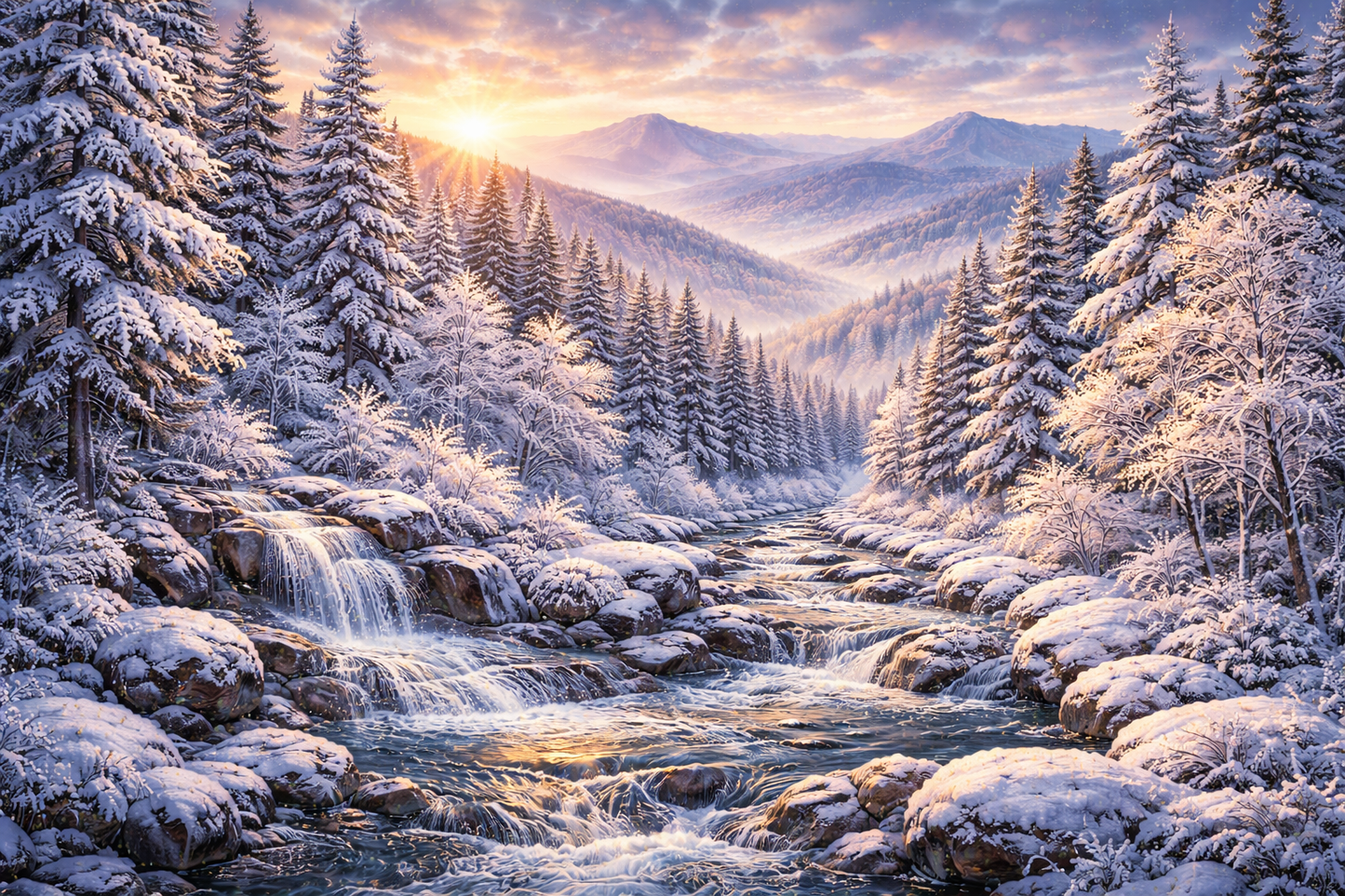 Diamond Art Kit 16x20 Diamond Painting Kit Appalachian Mountains in Winter Snow Scene