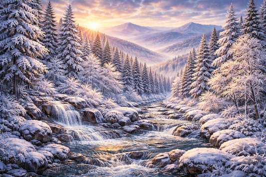 Diamond Art Kit 16x20 Diamond Painting Kit Appalachian Mountains in Winter Snow Scene