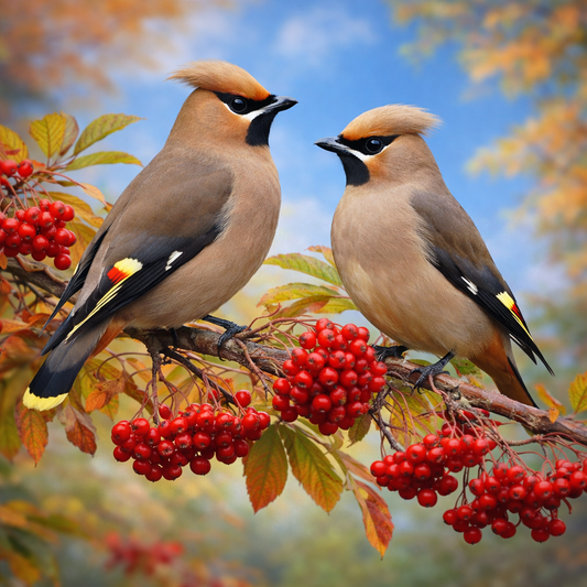 Diamond Art 16x16 Bohemian Waxwing bird