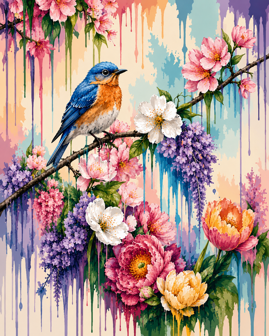 Wooden Jigsaw Puzzles 500 pcs Colorful Bird and Flowers Drip Art