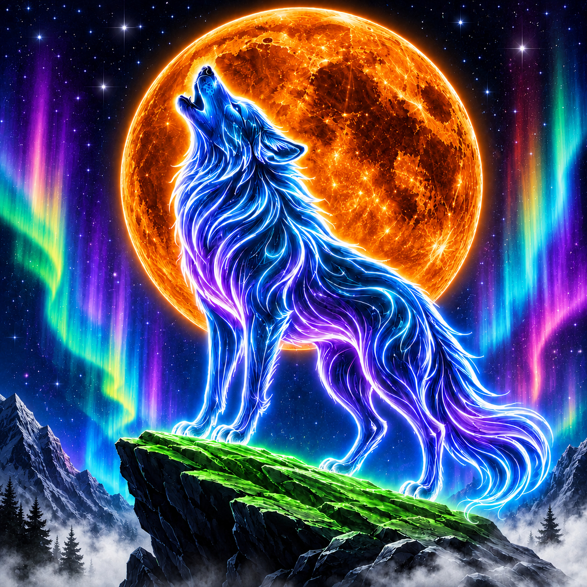 Diamond Painting Kit 20"x20" Halloween Wolf and Moon (Round)