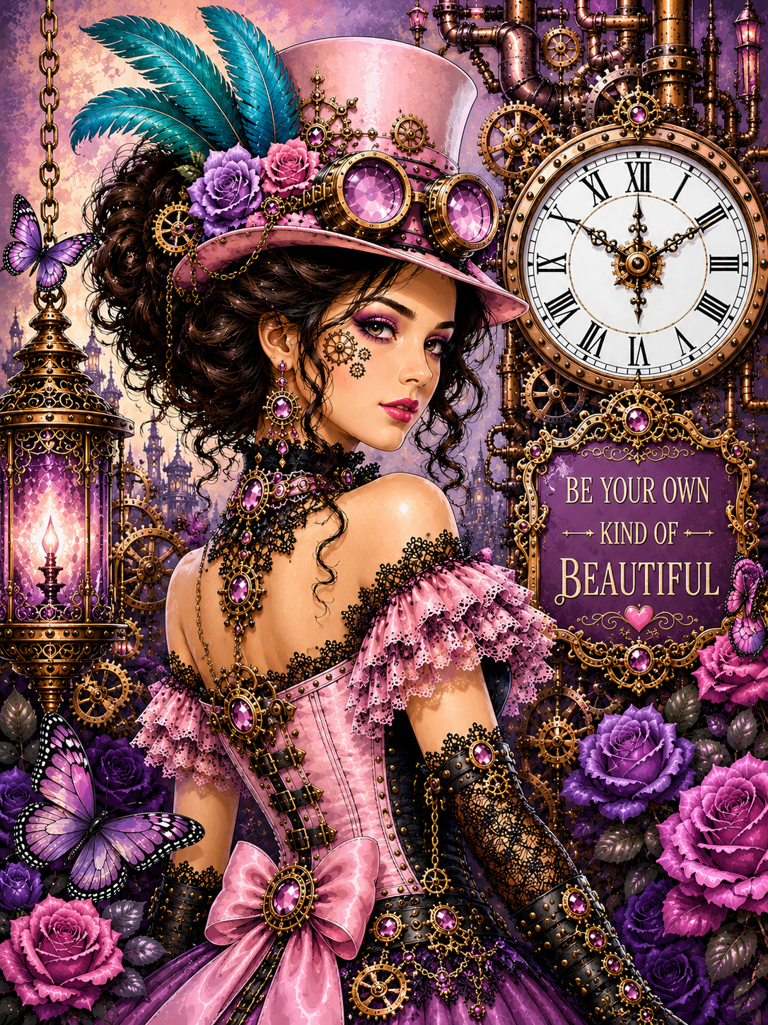 Diamond Painting Kit 12"x16" Steampunk Woman (Round Drills)