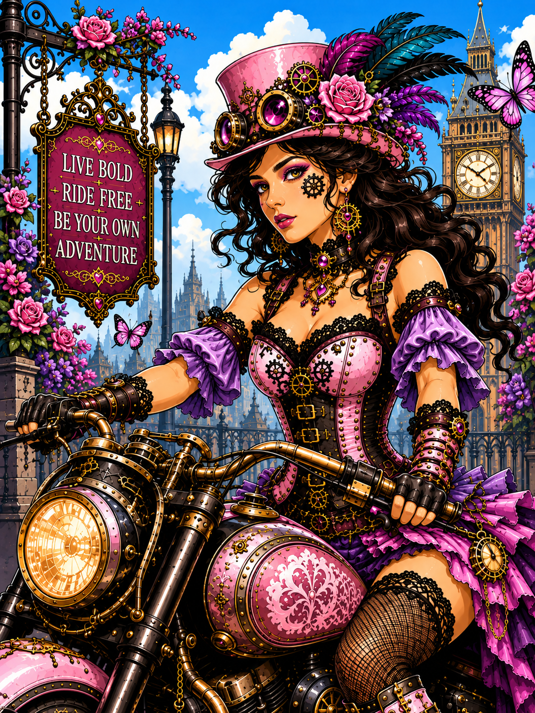 Diamond Painting Kit 16"x20" Steampunk Woman (Round Drills)