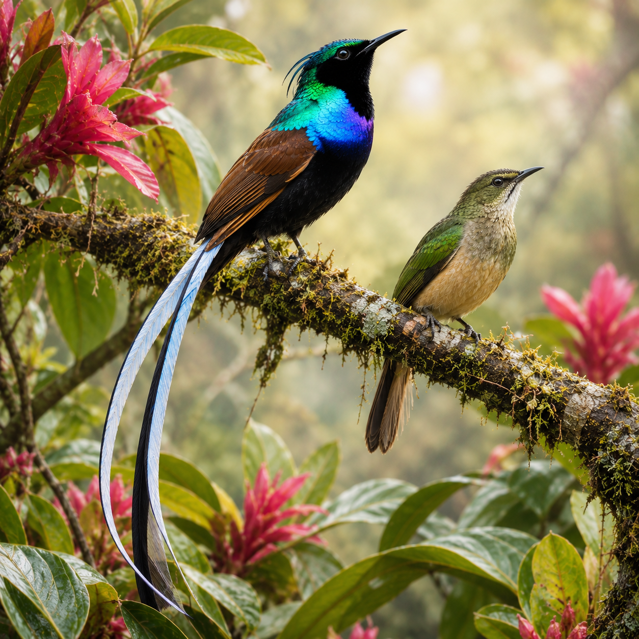 Diamond Painting Kit 16"x16"Ribbon-tailed Astrapia