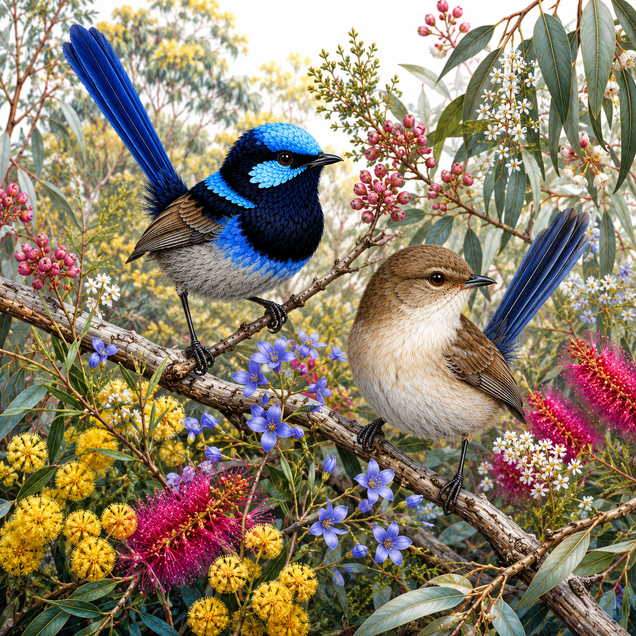 Diamond Painting Kit 16"x16" Splendid Fairywren