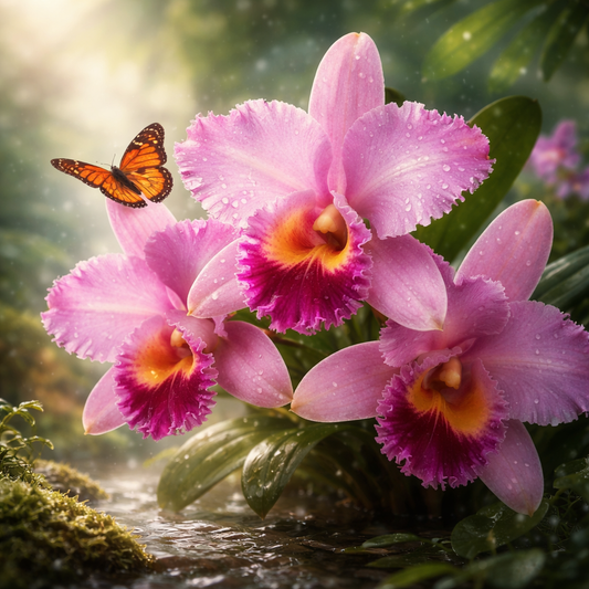 Diamond Art 16x16 Flower Magenta Cattleya Orchid