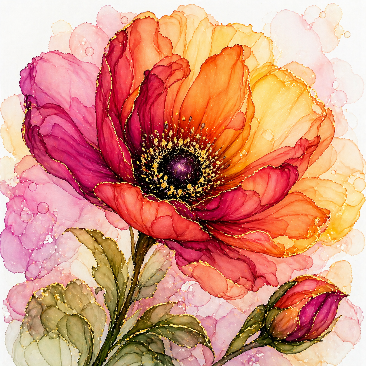 Diamond Art Kit 16x16 Diamond Painting Kit Orange and Yellow Flower