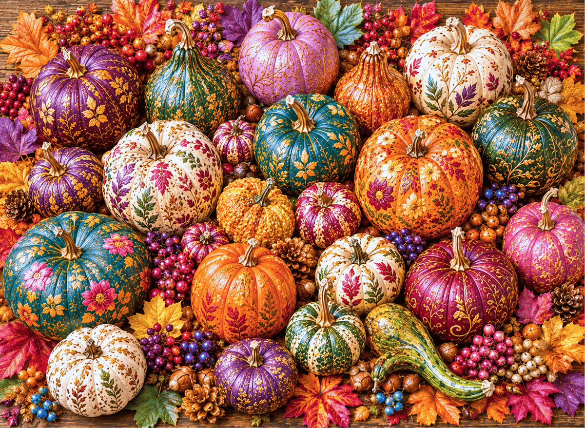 1000pcs Wooden Jigsaw Puzzles (Made in USA) Fall Pumpkins