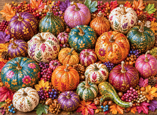 1000pcs Wooden Jigsaw Puzzles (Made in USA) Fall Pumpkins