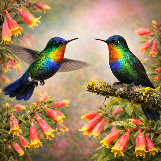 Diamond Art 16x16 Fiery-throated hummingbird bird