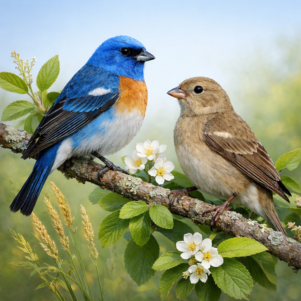 Diamond Art 16x16 Lazuli Bunting bird