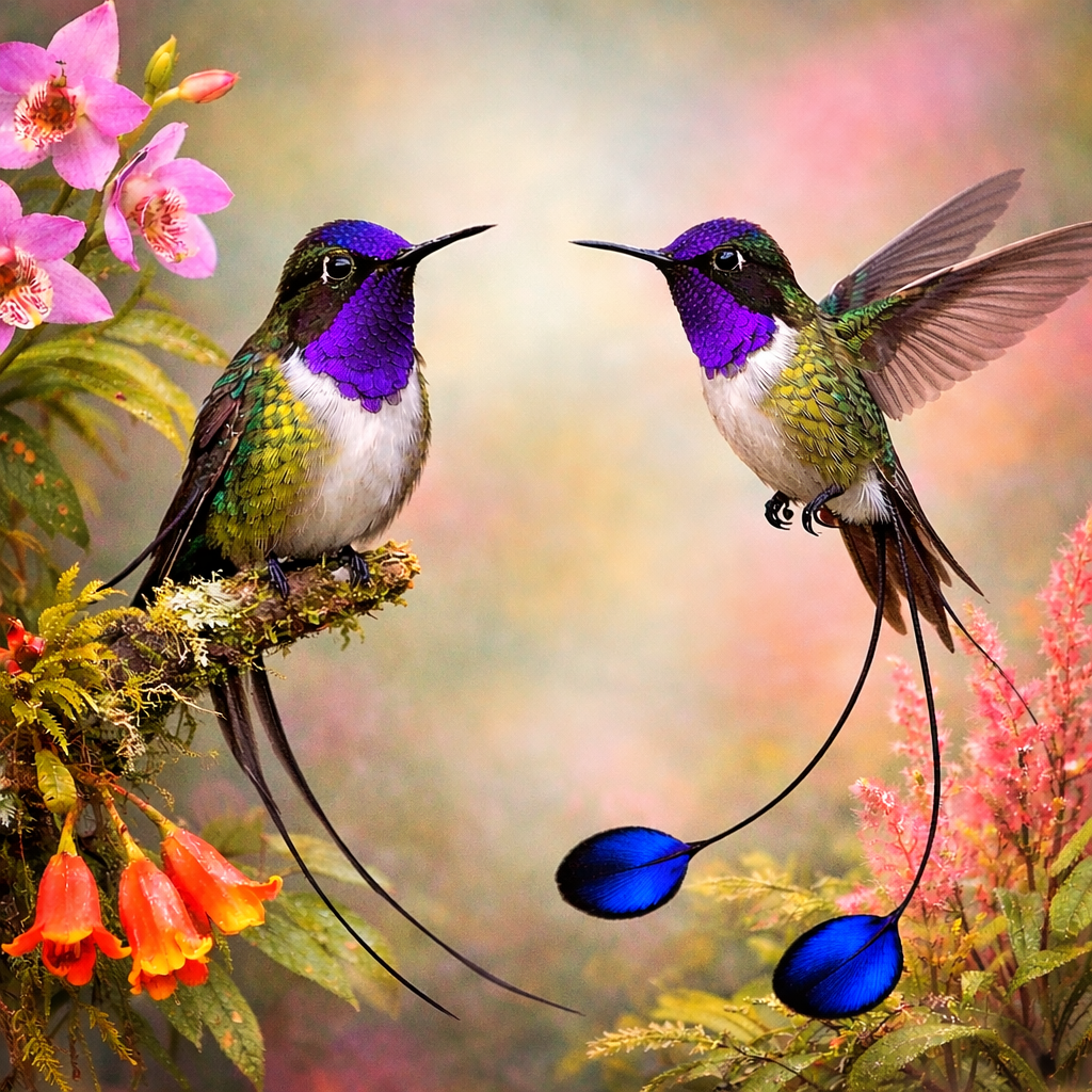Diamond Art 16x16 Marvelous Spatuletail bird