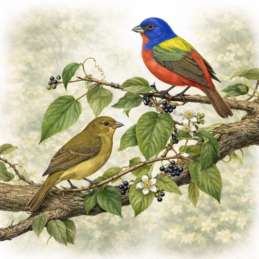 Diamond Art 16x16 Painted Bunting bird