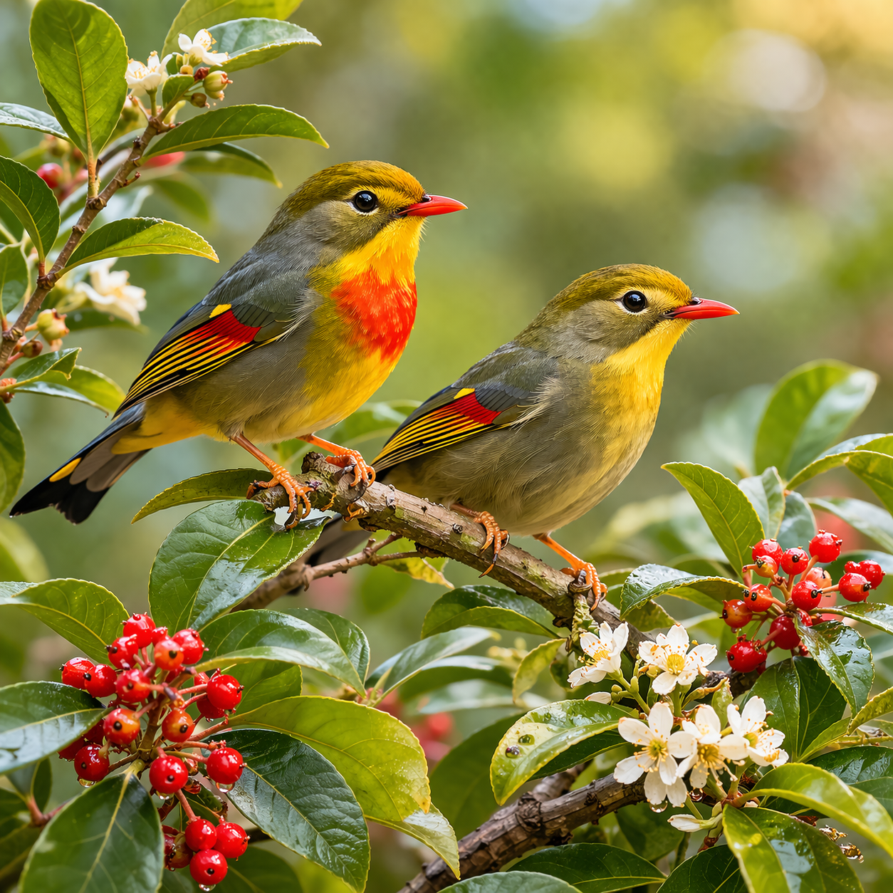Diamond Art 16x16 Red-billed Leiothrix bird