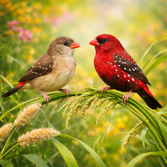 Diamond Art 16x16 Red Avadavat bird