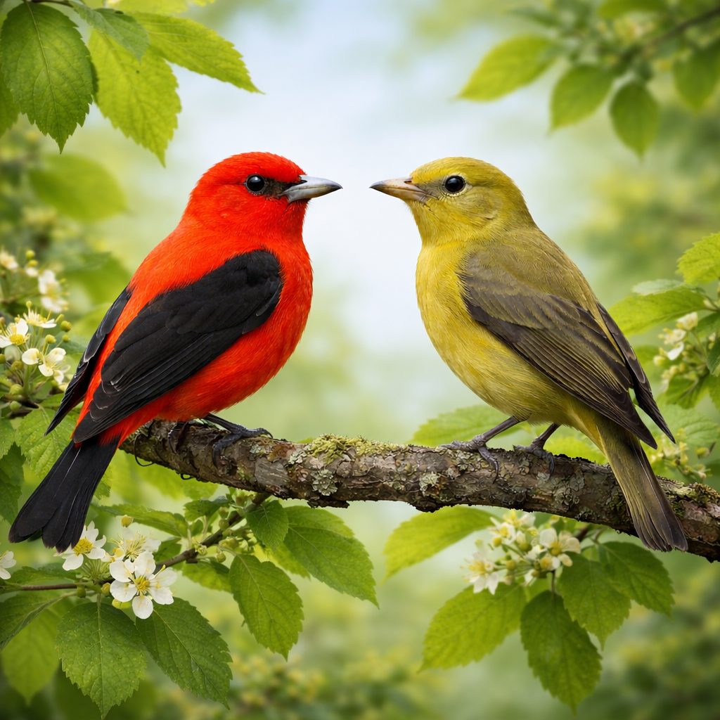 Diamond Art 16x16 Scarlett Tanager bird