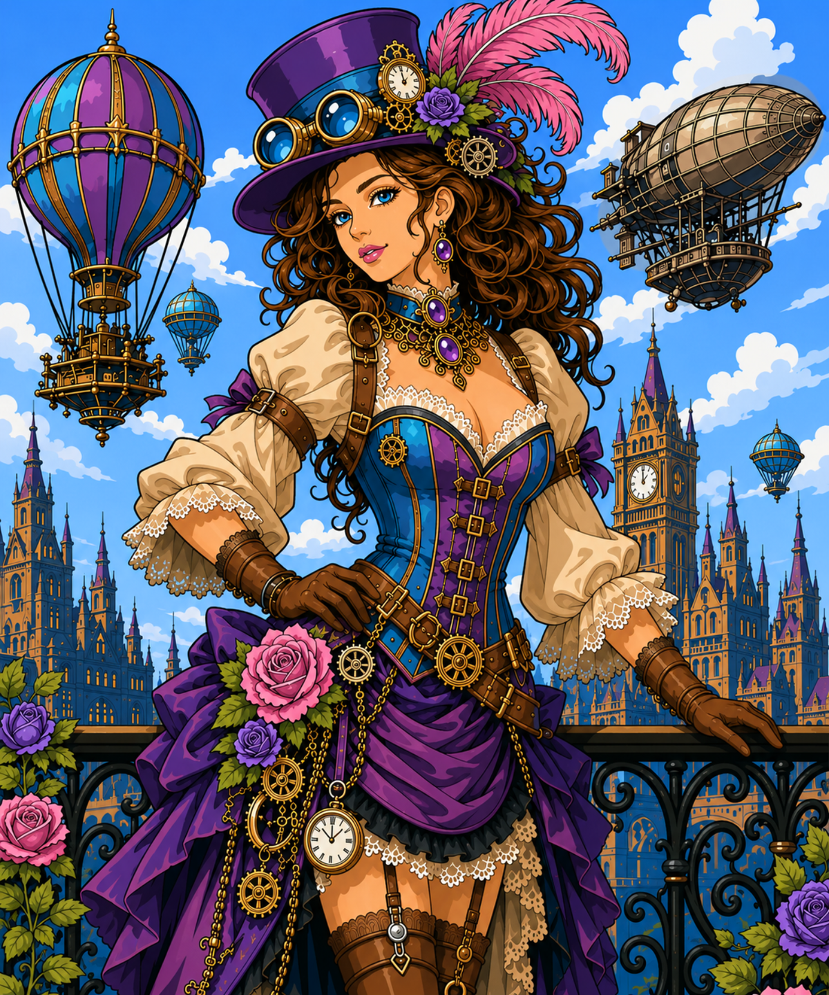 Diamond Painting Kit 20"x20" Steampunk Girl (Round)