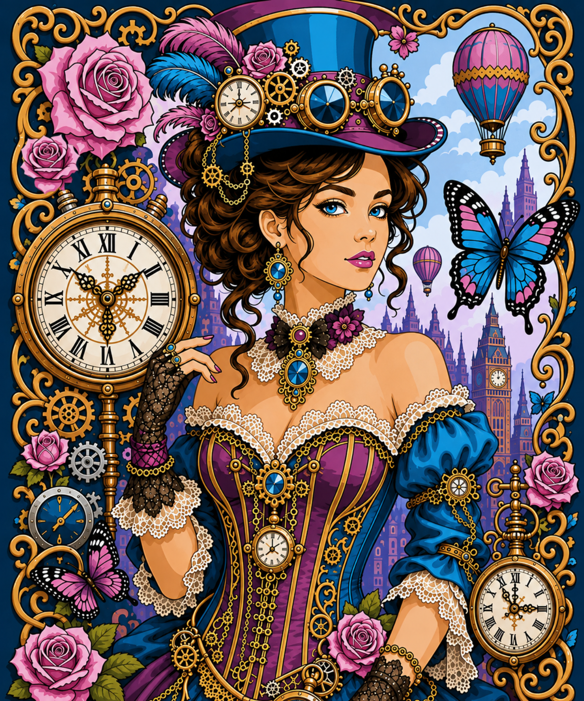 Diamond Painting Kit 20"x20" Steampunk Girl (Round)