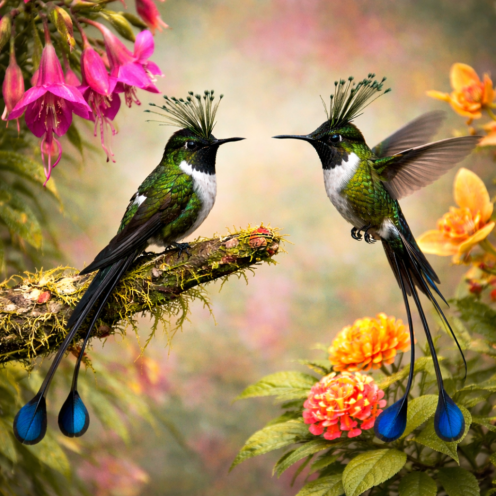 Diamond Art 16x16 Wire Crested Thorntail Bird