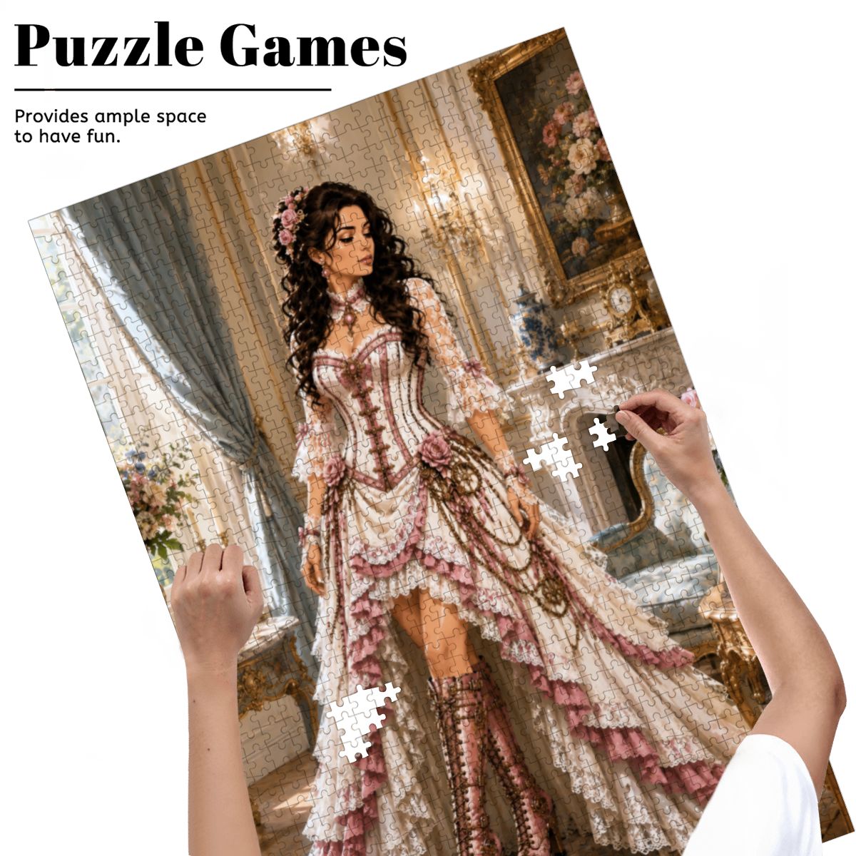 Wooden Jigsaw Puzzles 1000 pcs Steampunk Victorian Woman Dark Pink and White