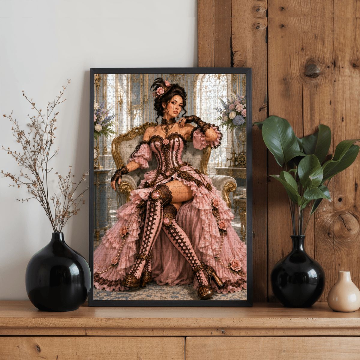 Wooden Jigsaw Puzzles 1000 pcs Steampunk Victorian Woman Pink and Brown