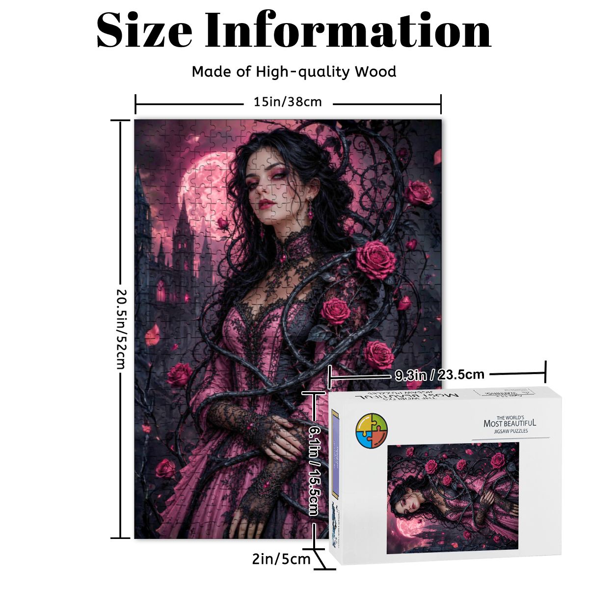 Wooden Jigsaw Puzzles 500 pcs Gothic Pink Roses