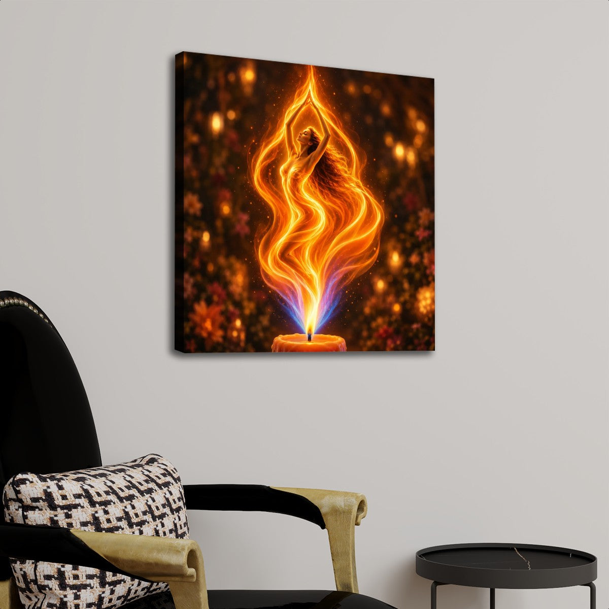 Square Canvas Prints Wall Art Element Fire