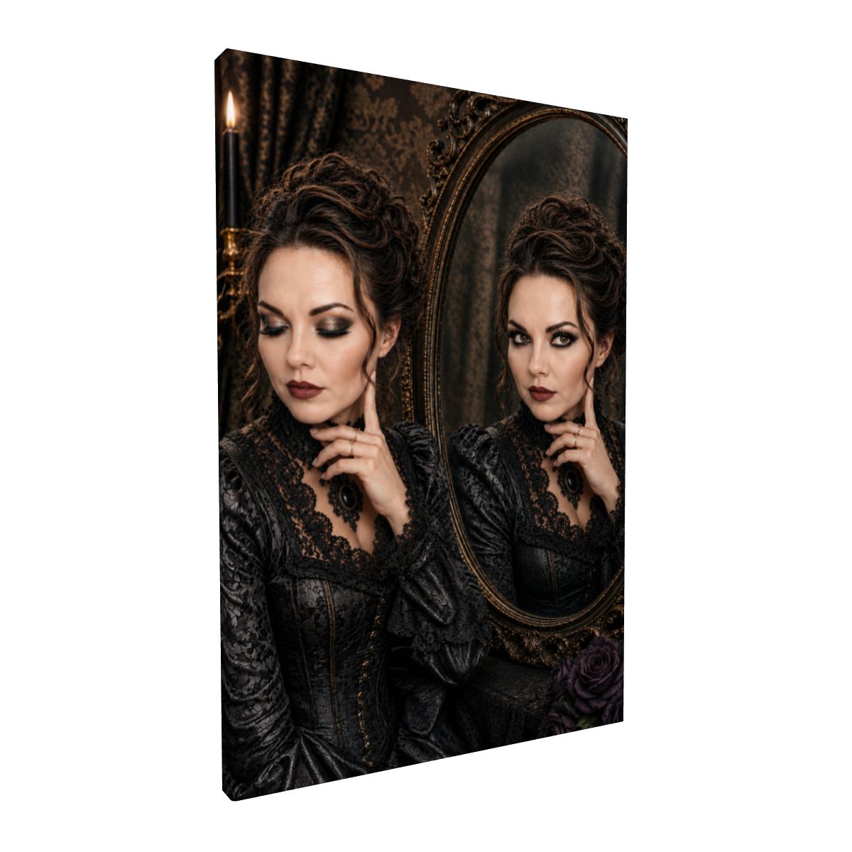 Framed Canvas Painting Halloween Gothic Woman in Mirror (Made in USA)