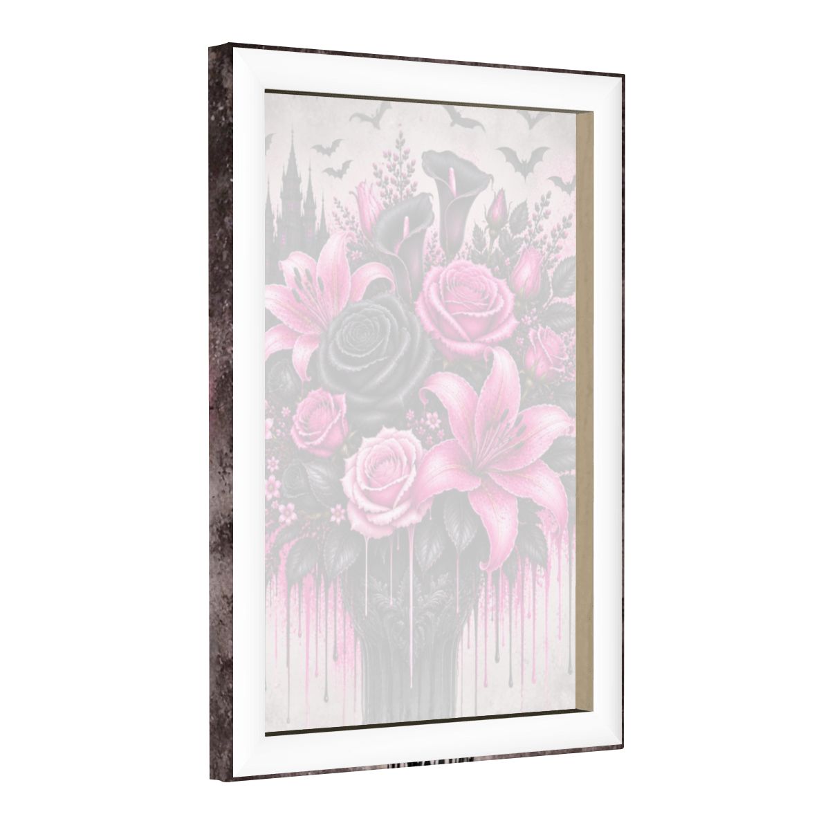 Framed Canvas Painting Pink Flower Bouquet (Made in USA)
