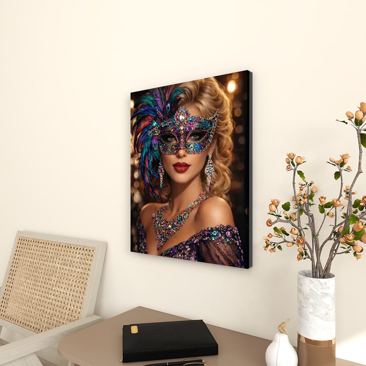 Canvas Prints Wall Art Steampunk Mask Rainbow