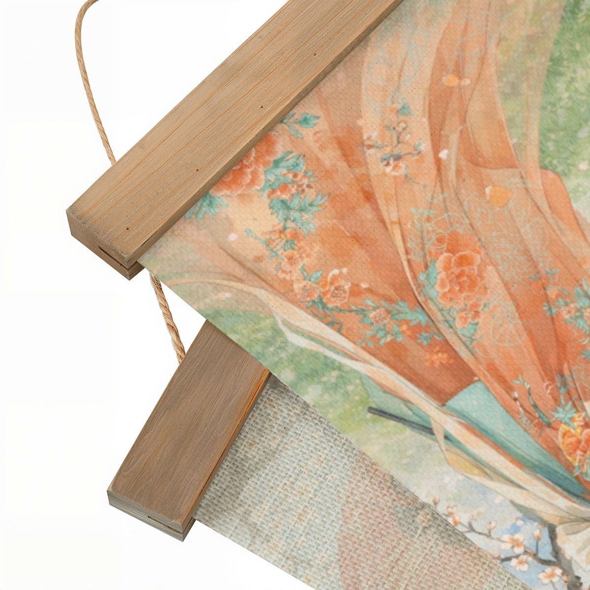 Linen Canvas Wall Art Geisha and Bird