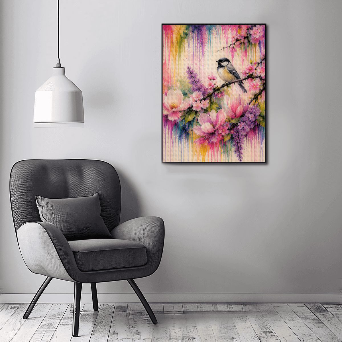 Diamond Art Painting 12x16 Bird Floral Branch