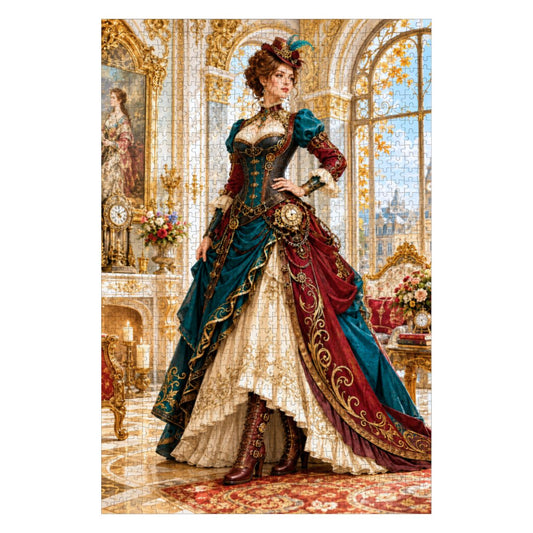 Wooden Jigsaw Puzzles 1000 pcs Steampunk Victorian Woman Teal and Red