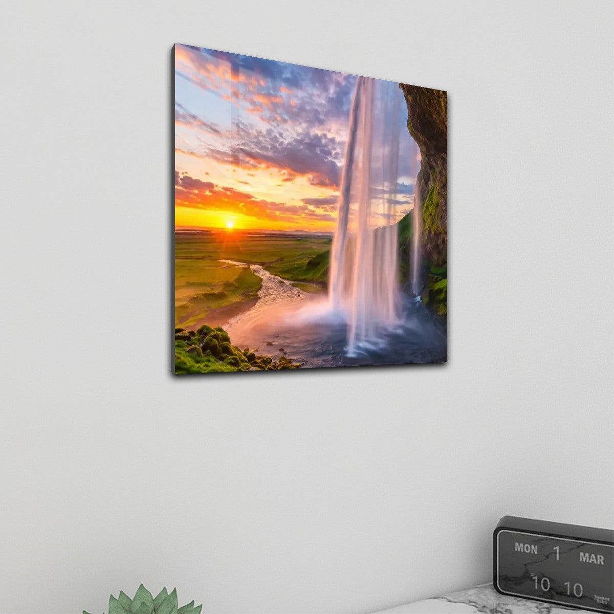 Square Acrylic Wall Art Prints with Hook Seljalandsfoss Iceland