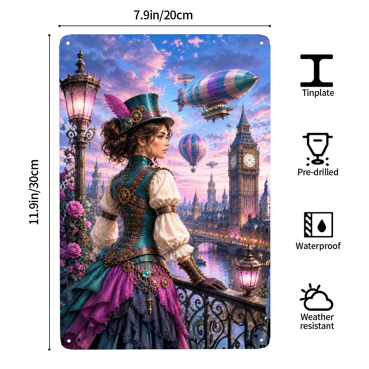 Tin Sign (Made in USA) Steampunk Woman
