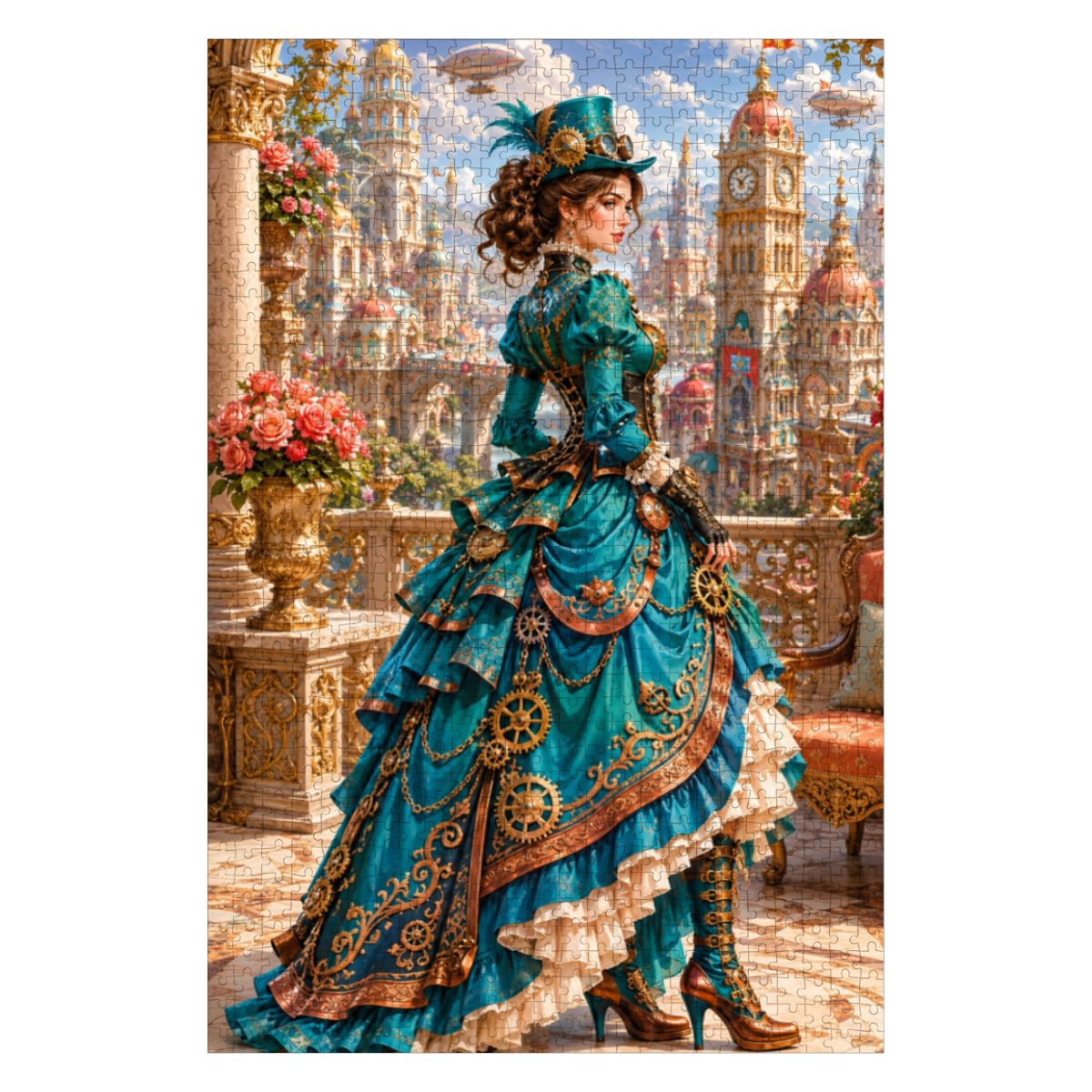 Wooden Jigsaw Puzzles 1000 pcs Steampunk Victorian Woman Teal