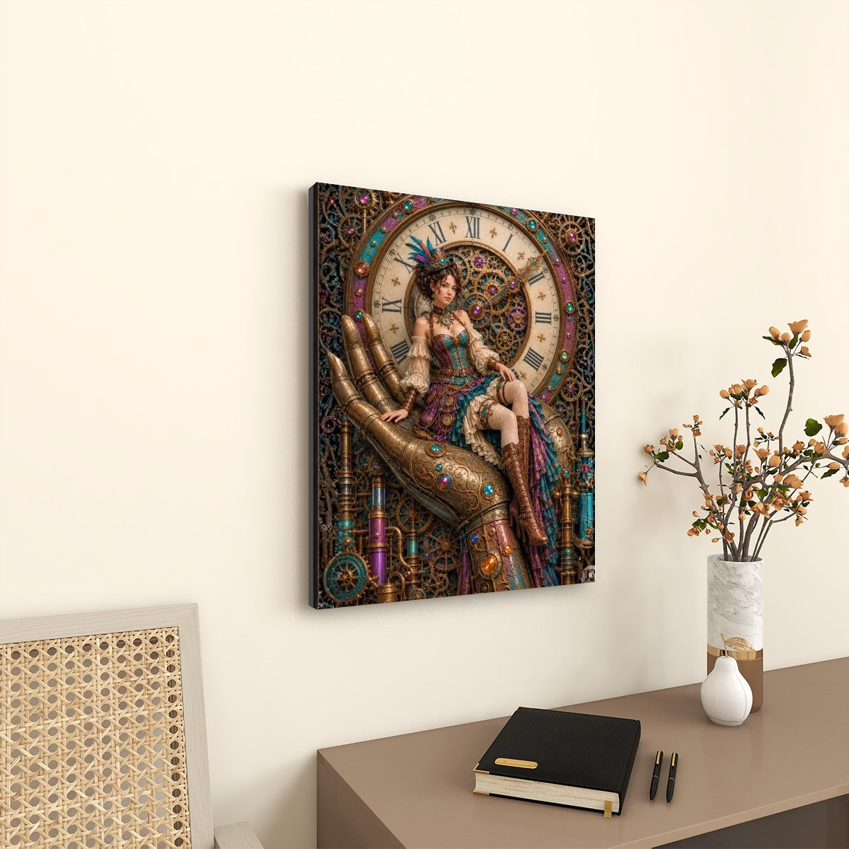 Canvas Prints Wall Art Steampunk Woman in Hand