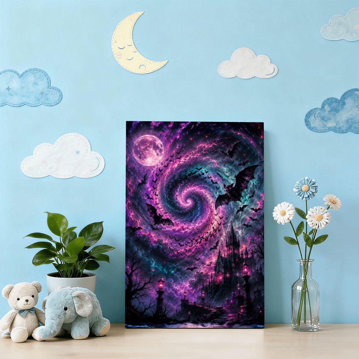 Framed Canvas Painting Halloween Night (Made in USA)