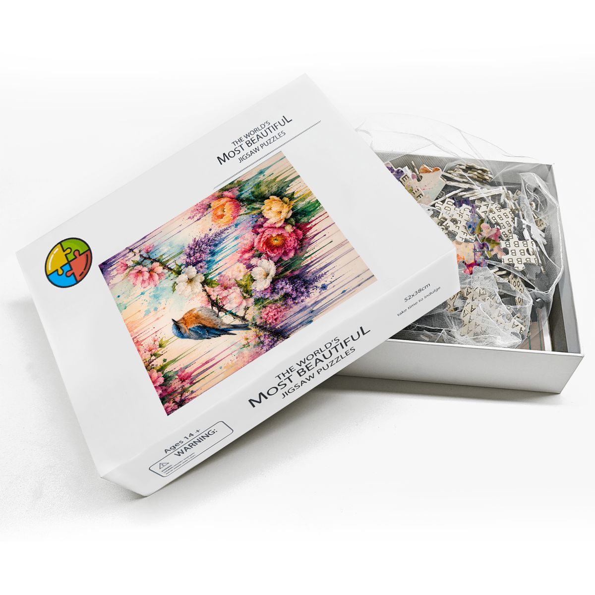 Wooden Jigsaw Puzzles 500 pcs Colorful Bird and Flowers Drip Art
