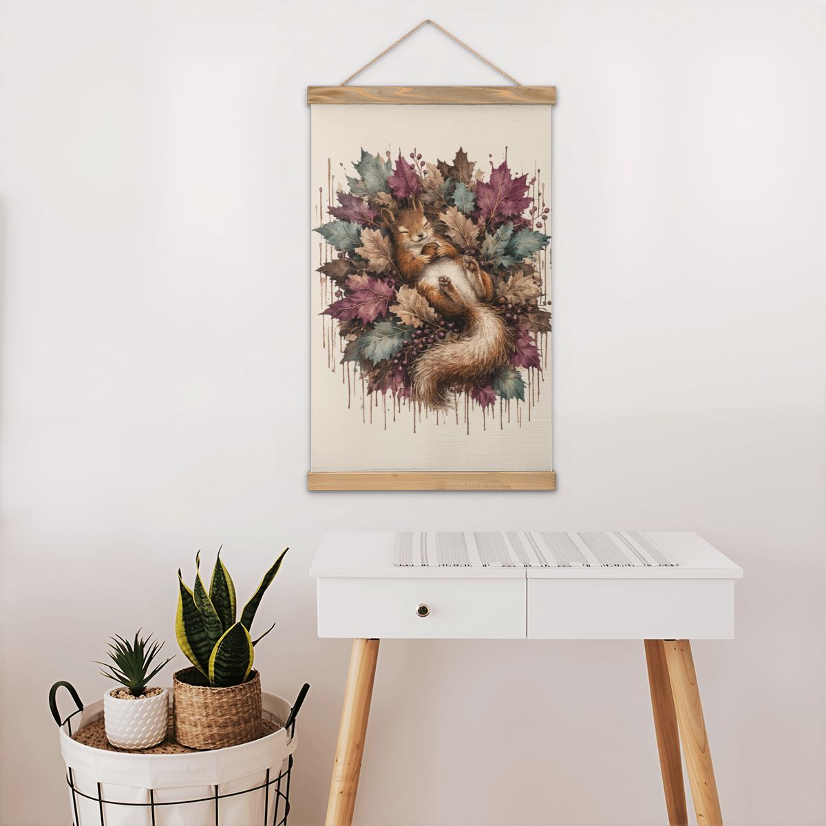 Linen Canvas Wall Art Squirrel Drip Art