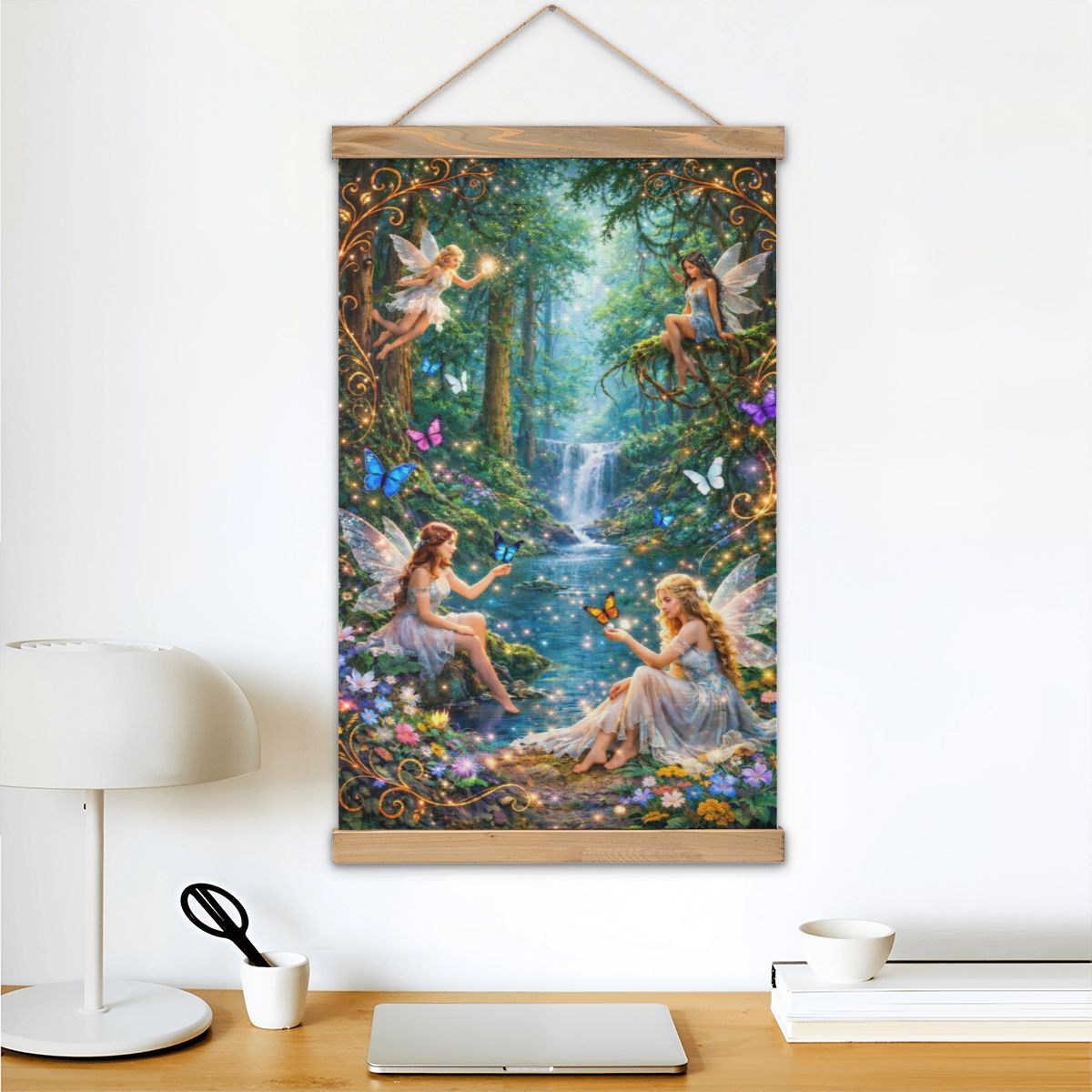 Linen Canvas Wall Art Fairy Garden